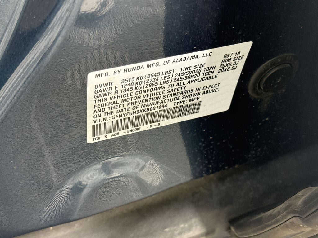 2019 Honda Pilot Touring 8 Passenger