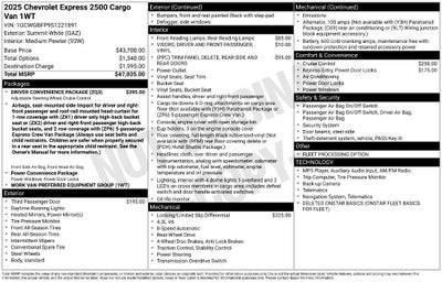 2025 Chevrolet Express 2500 Work Van Cargo