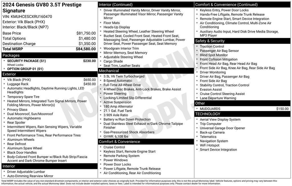 2024 Genesis GV80 3.5T Prestige Signature