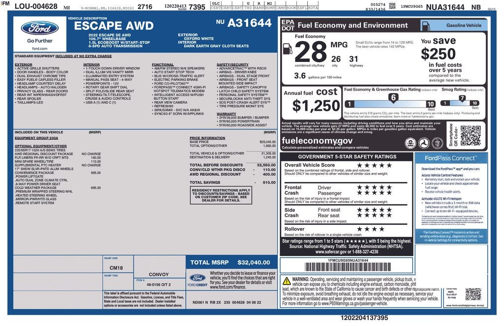 2022 Ford Escape SE