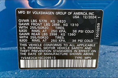 2025 Volkswagen Atlas Cross Sport 2.0T SEL R-Line Black