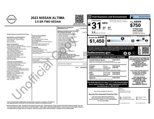 2023 Nissan Altima 2.5 SR 4D Sedan