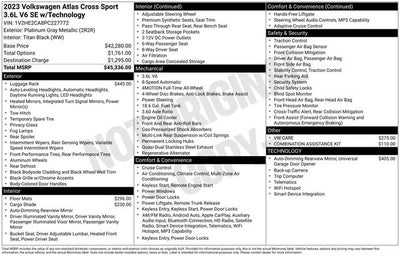 2023 Volkswagen Atlas Cross Sport 3.6L V6 SE w/Technology 4D Sport Utility