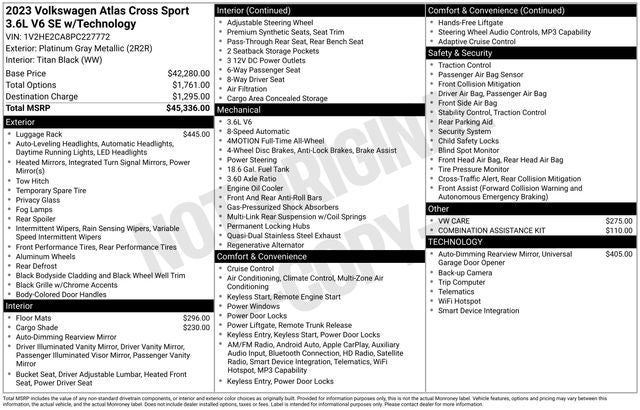 2023 Volkswagen Atlas Cross Sport 3.6L V6 SE w/Technology 4D Sport Utility