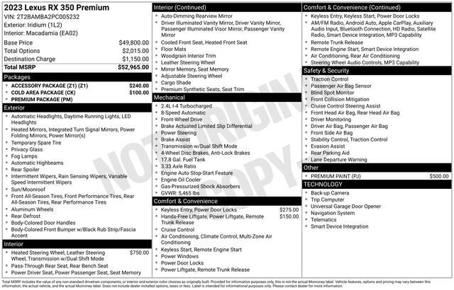 2023 Lexus RX 350 Premium 4D Sport Utility