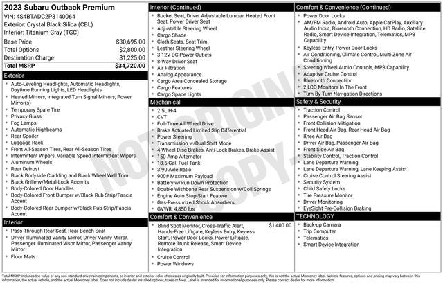 2023 Subaru Outback Premium 4D Sport Utility