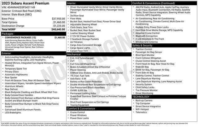 2023 Subaru Ascent Premium 4D Sport Utility