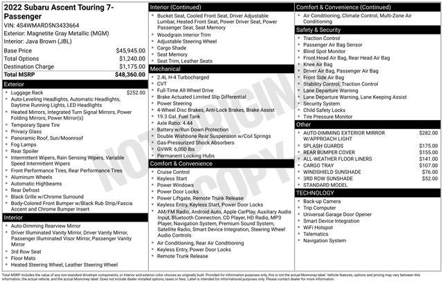 2022 Subaru Ascent Touring
