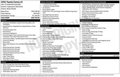 2026 Toyota Camry LE 4D Sedan