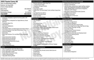 2025 Toyota Camry SE 4D Sedan
