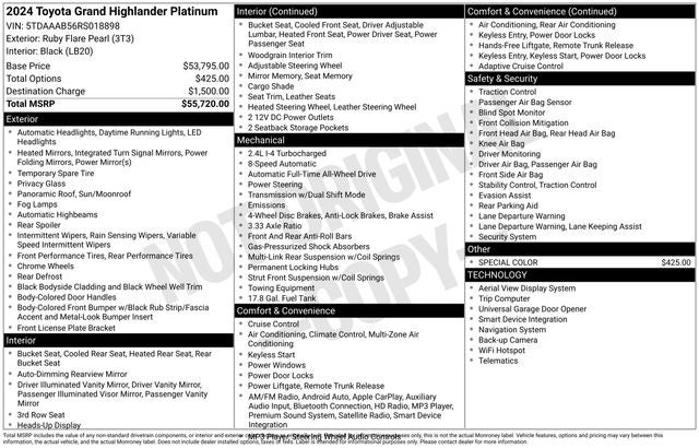 2024 Toyota Grand Highlander Platinum
