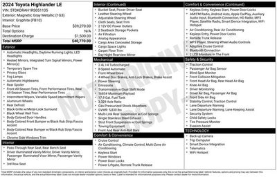 2024 Toyota Highlander LE 4D Sport Utility
