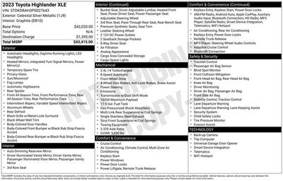 2023 Toyota Highlander XLE 4D Sport Utility