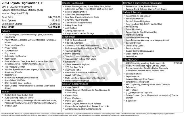 2024 Toyota Highlander XLE 4D Sport Utility