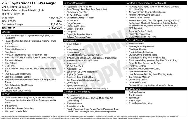 2025 Toyota Sienna LE 8 Passenger