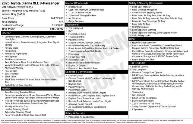 2025 Toyota Sienna XLE 4D Passenger Van