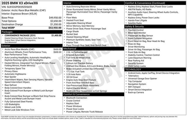 2025 BMW X3 30 xDrive 4D Sport Utility
