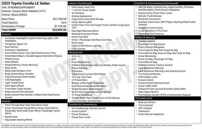 2023 Toyota Corolla LE 4D Sedan