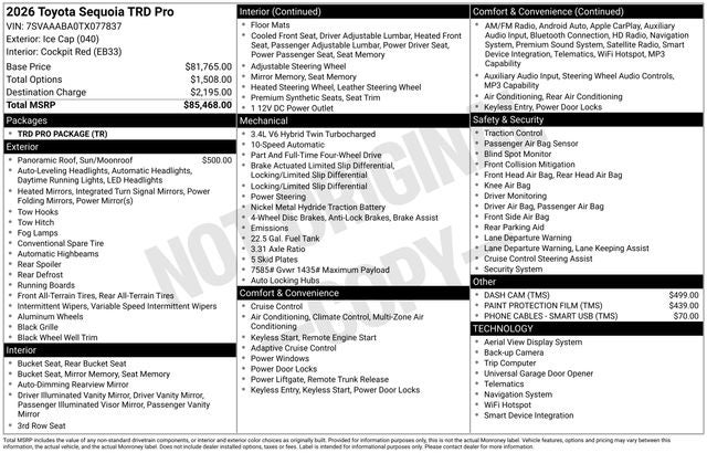 2026 Toyota Sequoia TRD Pro 4D Sport Utility