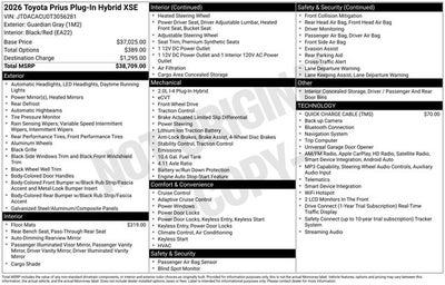2026 Toyota Prius Plug-In Hybrid XSE 5D Hatchback