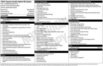 2024 Toyota Corolla Hybrid SE 4D Sedan
