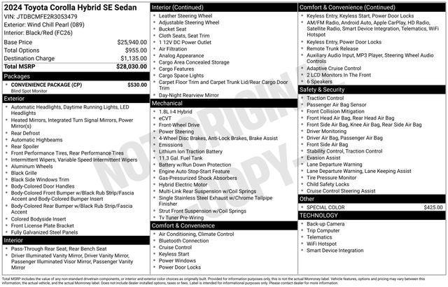 2024 Toyota Corolla Hybrid SE 4D Sedan