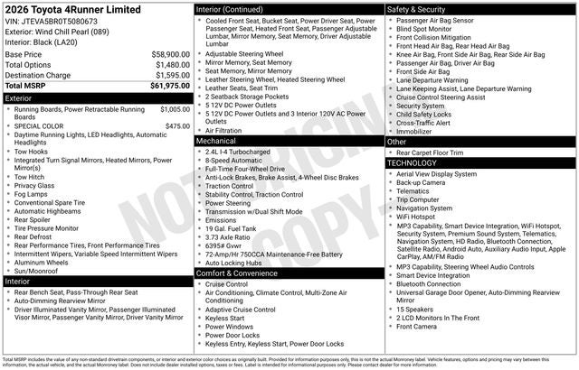 2026 Toyota 4Runner Limited 4D Sport Utility