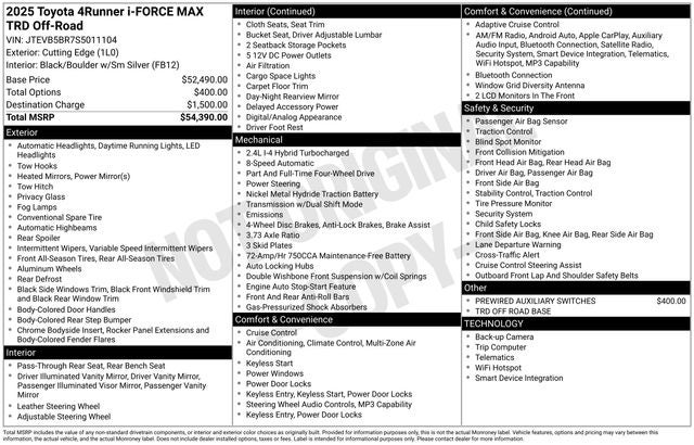 2025 Toyota 4Runner i-FORCE MAX Hybrid Platinum 4D Sport Utility