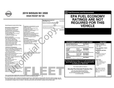 2019 Nissan NV2500 HD SV High Roof