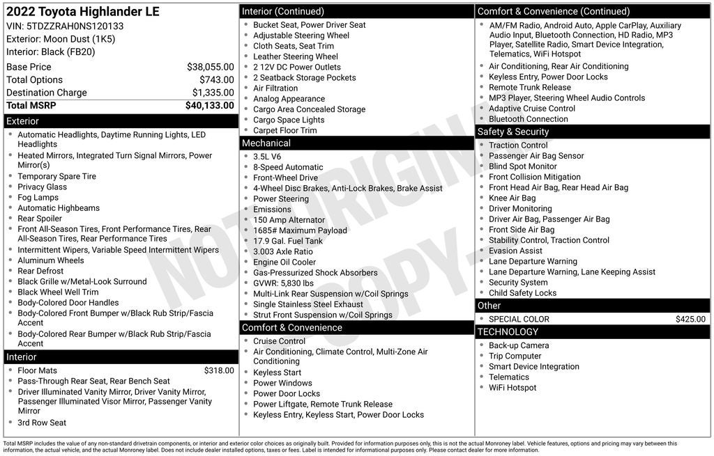 2022 Toyota Highlander LE