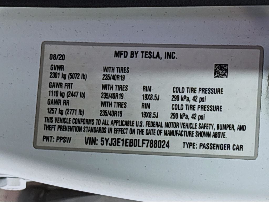 2020 Tesla Model 3 Long Range