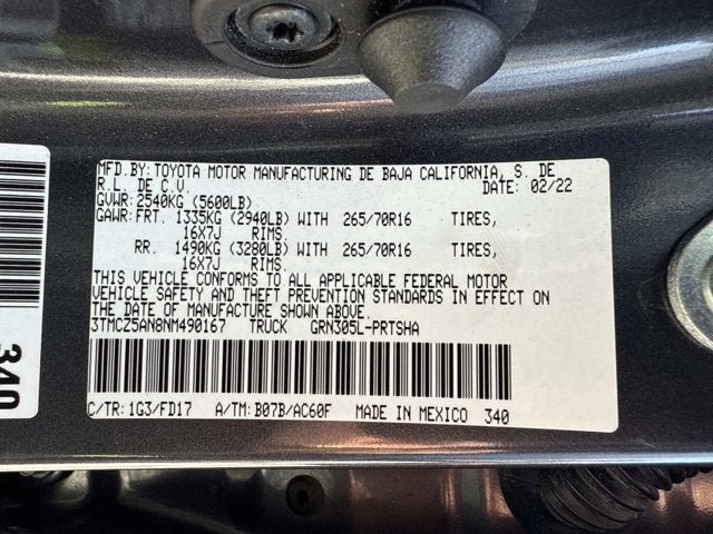 2022 Toyota Tacoma 4WD SR