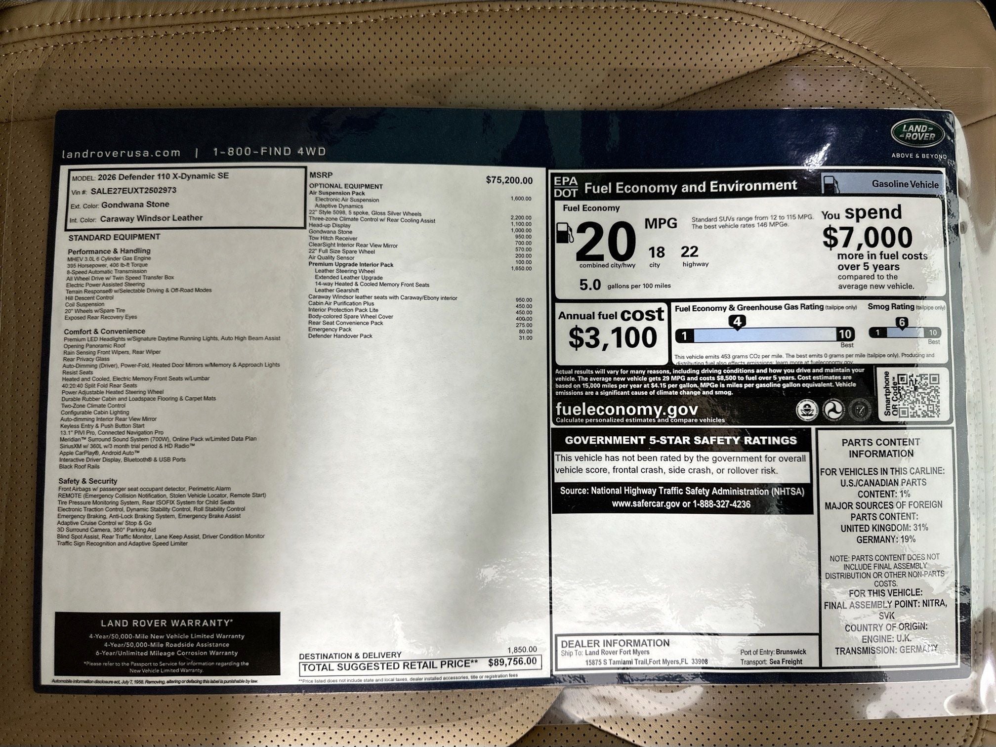 2026 Land Rover Defender 110 X-Dynamic SE