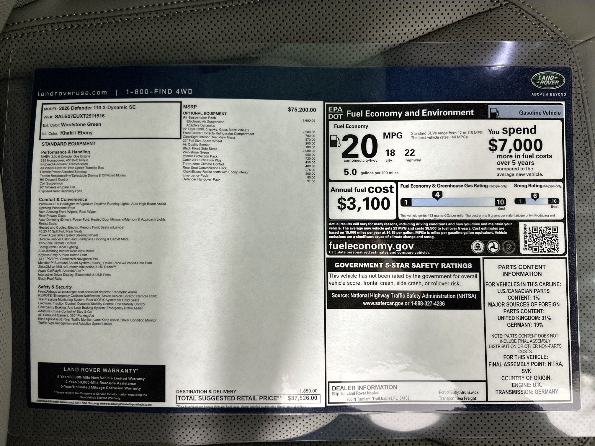 2026 Land Rover Defender 110 X-Dynamic SE