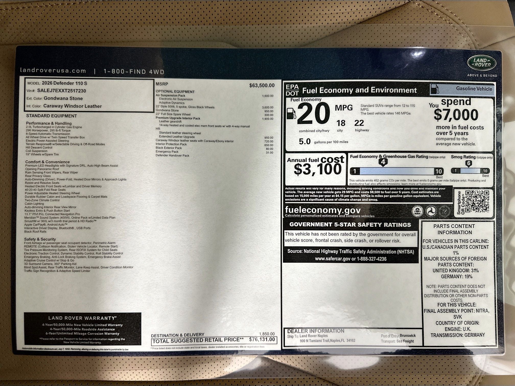 2026 Land Rover Defender 110 S