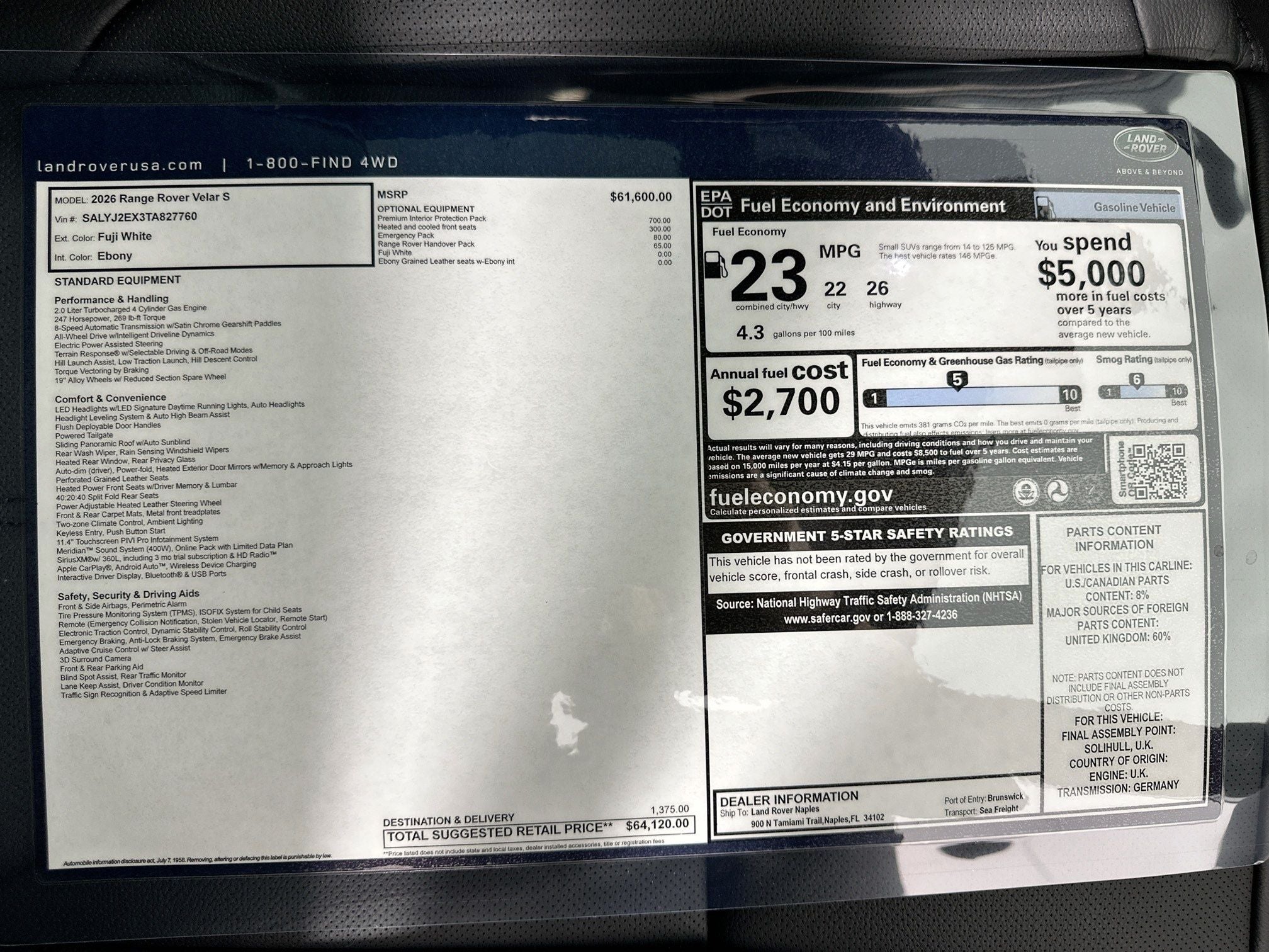 2026 Land Rover Range Rover Velar S