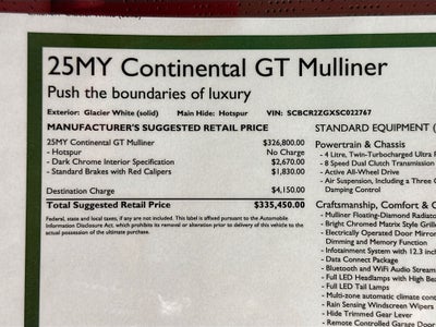 2025 Bentley Continental GT Mulliner