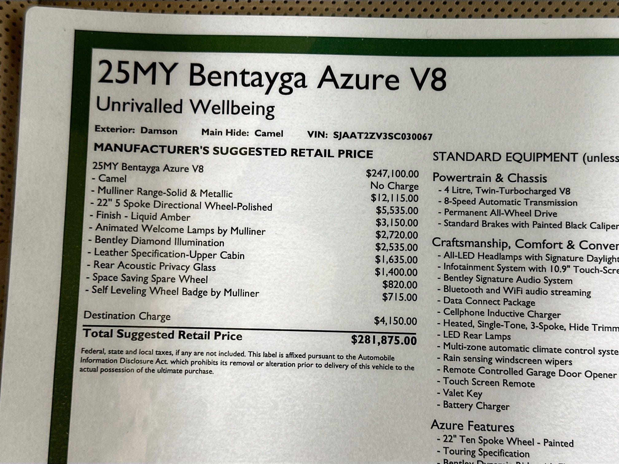2025 Bentley Bentayga Azure